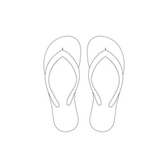 Flip Flops Outline Icon Vector Illustration Featuring Simple Contour Line Drawing of Sandals and Slippers Isolated on White Background