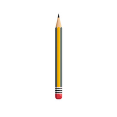 Yellow Pencil with Sharp Point and Red Eraser Cap ,PNG file isolated on transparent background