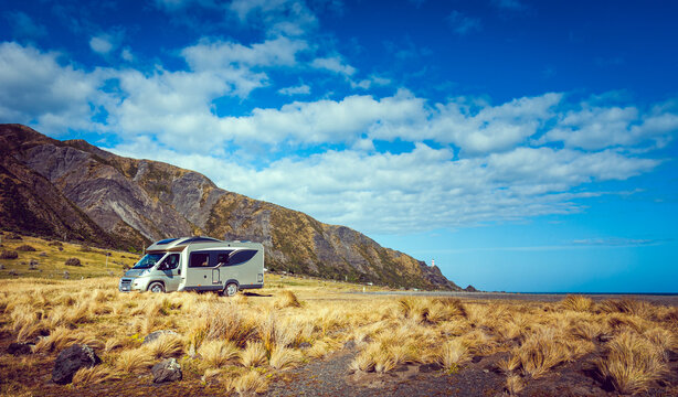 Motorhome in Cape Palliser - New Zealand