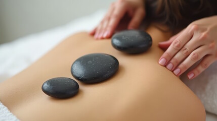 Hot stone massage therapy in luxury spa