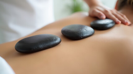 Hot stone massage therapy in luxury spa
