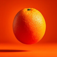 Bright orange citrus fruit with textured skin on an orange background with soft shadow and warm lighting