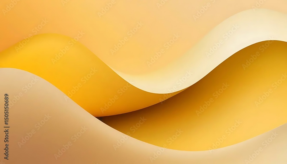 Poster golden abstract curves flowing gently with smooth gradients and soft, illuminated light reflecting.