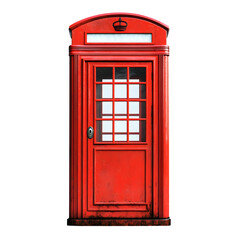Obraz premium Classic Red British Phone Booth Against Transparent Background