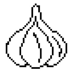 Obraz premium Garlic bulb illustration showcasing a detailed pixel art design for culinary arts