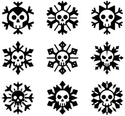 Obraz premium Skull Snowflake Icons with Gothic and Halloween Style Designs
