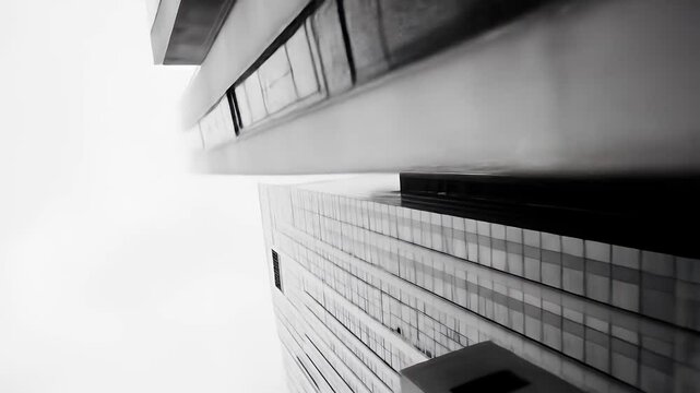 Abstract Monochrome View of Modern Office Building Architecture Featuring Clean Lines and Geometric Design from a Low Angle