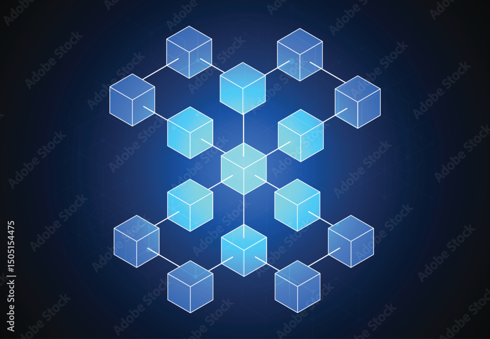 Poster abstract blockchain digital technology concept. big data design. vector illustration