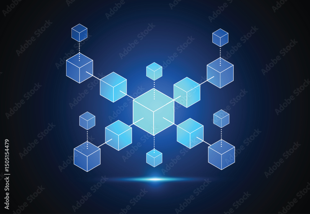 Poster abstract blockchain digital technology concept. big data design. vector illustration