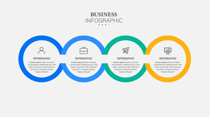 Vector infographic design template with 4 options or steps. Can be used for process diagram, workflow layout, info graph, annual report, flow chart.