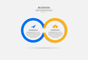 Vector infographic design template with 2 options or steps. Can be used for process diagram, workflow layout, info graph, annual report, flow chart.
