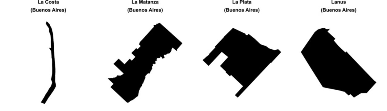 La Costa, La Matanza, La Plata, Lanus outline maps