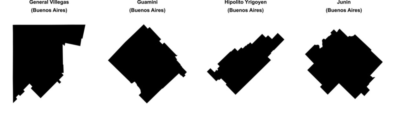 General Villegas, Guamini, Hipolito Yrigoyen, Junin outline maps
