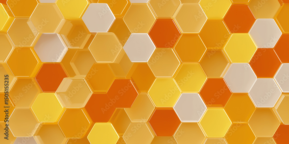 Poster interlocking hexagonal cells form vibrant geometric mosaic