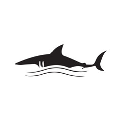 Fototapeta premium Vector illustration of a star shark swimming in the sea with blue water background and underwater elements isolated on white background.