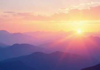 Fototapeta premium Vibrant sunset over majestic mountain range. 