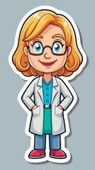 Fototapeta premium Friendly female scientist in lab coat.