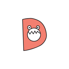 Obraz premium Monster alphabet. Set of cute and kawaii letters, Outline and solid color alphabet monster