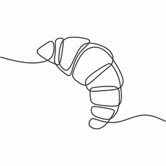Fototapeta premium French croissant single line. Breakfast pastry vector. Cafe design element.