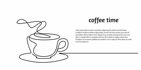 Poster Coffee Cup Steam Single Line, Lifestyle Beverage Art