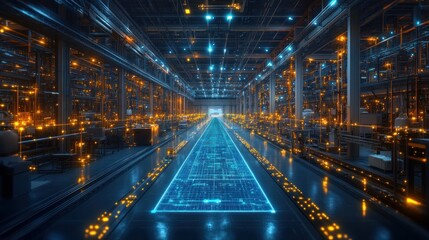 Fototapeta premium Futuristic Factory: A Digital Innovation Pathway