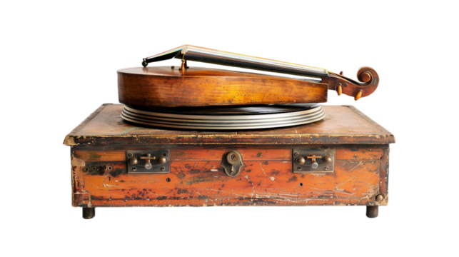 Zither on Record on transparent background PNG.