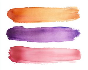 Obraz premium Top view of a set of dried watercolor paint strokes with rough edges isolated on a white background 