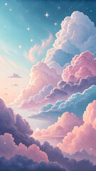 Dreamy Pastel Cloudscape with Soft Gradients