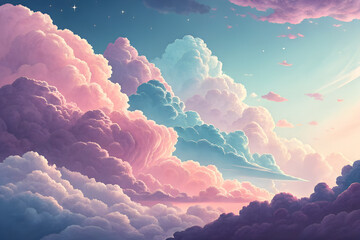 Ethereal Sunset Cloudscape with Pastel Hues