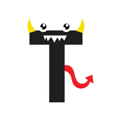 Kawaii alphabet monster isolated on white background. Funny letters of kids font. Script with animal shapes. Elementary education. 