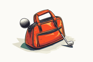 Retro-style golf equipment on green grass