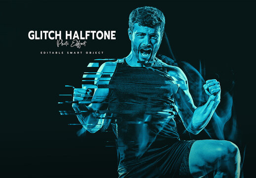 Glitch Halftone Photo Effect