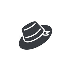 Wide summer hat with ribbon vector icon