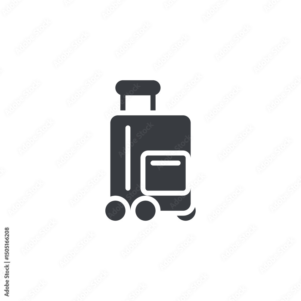 Poster rolling suitcase with handle vector icon