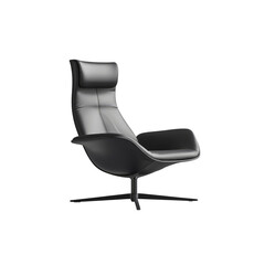 Modern Black Leather Swivel Lounge Chair, Comfortable and Stylish Seating for Home or Office