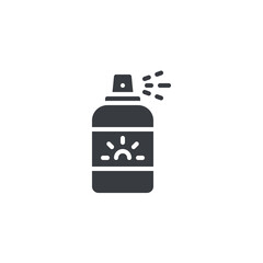 Sun tanning oil bottle vector icon