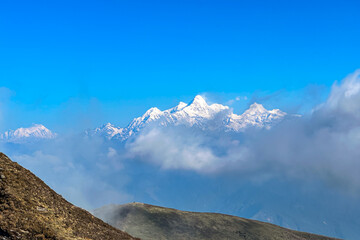 Landscape view of Mountain Hiuchuli range from Dhading, Nepal.