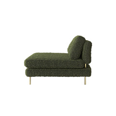 Modern Olive Green Chaise Lounge with Gold Legs - Side View