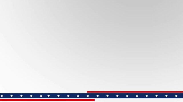 Animated abstract background with blue and red stripes on gradient white background. Concept of copy space, american flag, independence day, veterans day, memorial day, 4th of july, patriotic.
