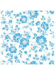 This stunning image showcases an intricate, abstract Indian floral design. Delicate, swirling patterns and vibrant, jewel-toned flowers dance across the canvas, set against a crisp, white background