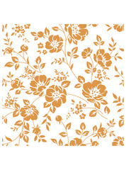 This stunning image showcases an intricate, abstract Indian floral design. Delicate, swirling patterns and vibrant, jewel-toned flowers dance across the canvas, set against a crisp, white background