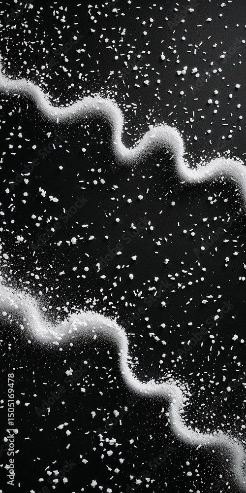 Aufkleber abstract black and white background with dynamic white particles on dark backdrop creating motion ef
