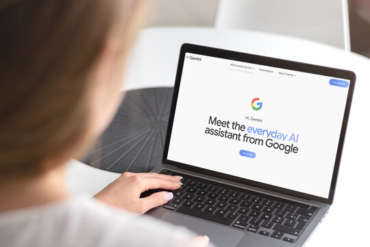 Guilherand-Granges, France - May 26, 2025. Google Gemini is an AI assistant and chatbot by Google, offering advanced multimodal AI features in apps, cloud, and mobile devices.