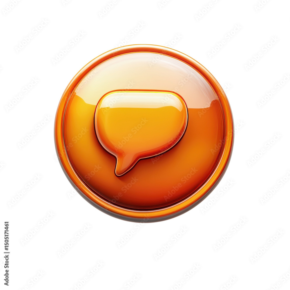 Aufkleber reflective orange speech bubble button conveys a bright message a digital on transparent background