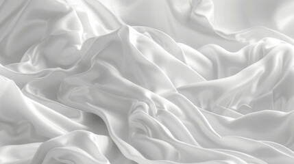 Obraz premium White Satin Drapery with Soft Texture and Gentle Waves for Background or Textile Design Use, Perfect for Fashion and Wedding Themes