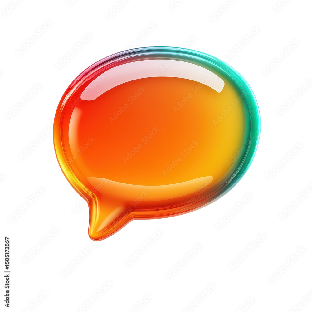 Poster an illuminated speech bubble signifies a burst of colorful conversation on transparent background