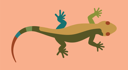 Flat vector art of a wild lizard, top view.