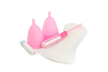 Menstrual cup isolated on white background. Concept of critical days, menstruation.feminine hygiene...