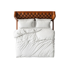 Top View of Luxurious Leather Wingback Bed with White Bedding