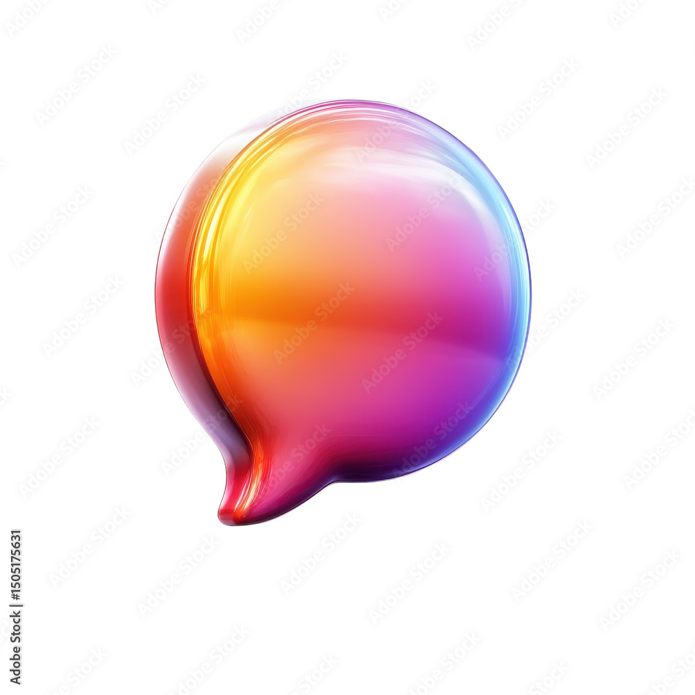 Poster a vibrant speech bubble icon reflecting warmth and connection a digital on transparent background